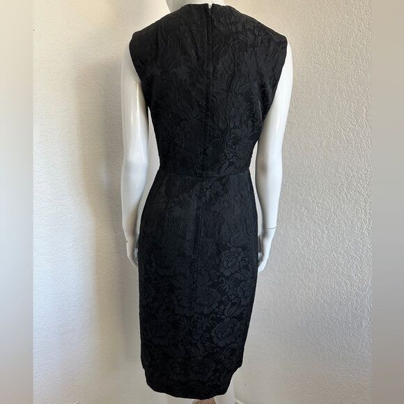SALE 🔥 60s Pencil Dress Black Jacquard Midi Dress Size Small Mrs. Maisel Madmen - Picture 3 of 8